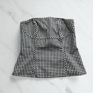 WHITE HOUSE BLACK MARKET Black Gingham Corset Top Size 6